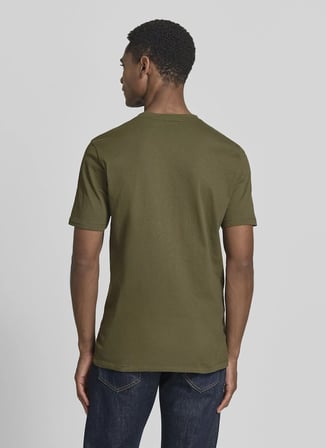 BOSS Tales Haki Erkek Bisiklet Yaka Logo Baskılı Regular Fit T-Shirt