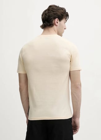 BOSS Tales Bej Erkek Bisiklet Yaka Logo Baskılı Regular Fit T-Shirt