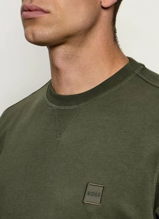 BOSS Westart Haki Erkek Bisiklet Yaka Regular Fit Süprem Sweatshirt