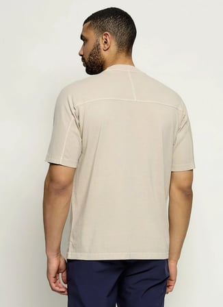 BOSS Te_Tile Bej Erkek Bisiklet Yaka Logo Baskılı Relaxed T-Shirt