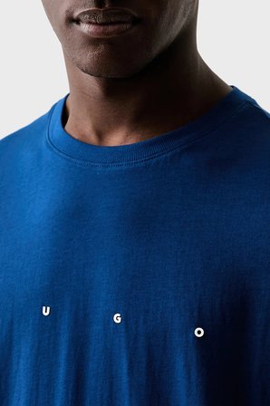 Hugo Logolu % 100 Pamuk Bisiklet Yaka T Shirt Erkek T SHİRT 50566086 498 MAVİ