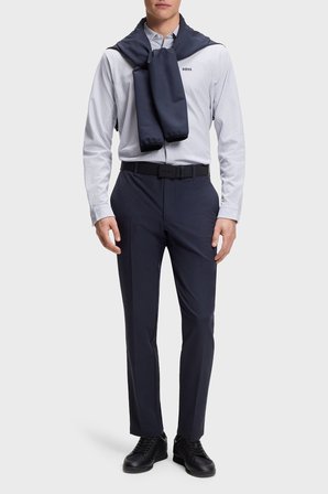 Boss Çizgili % 100 Pamuk Regular Fit Düğmeli Yaka Gömlek Erkek GÖMLEK 50565852 026 GRİ