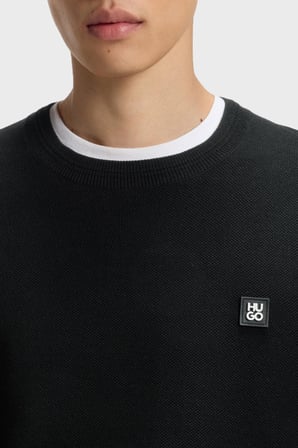 Hugo Logolu Regular Fit Bisiklet Yaka Kazak Erkek KAZAK 50564244 001 SİYAH