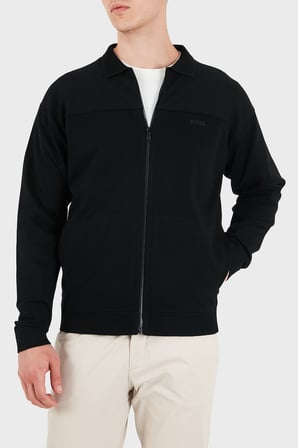 Boss Logolu Polo Yaka Regular Fit Hırka Erkek HIRKA 50563383 001 SİYAH
