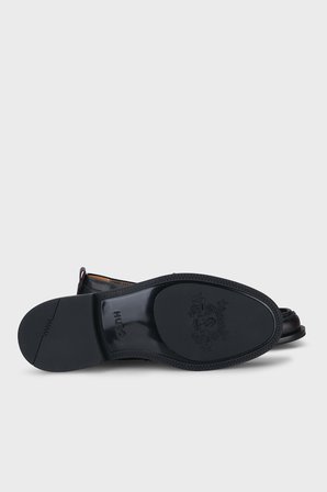 Hugo Metalik Logo Detaylı Deri Loafer Ayakkabı Erkek AYAKKABI 50568879 001 SİYAH