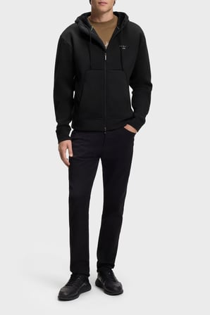 Boss Pamuklu Kapüşonlu Yaka Fermuarlı Relaxed Fit Sweat Erkek SWEAT 50569946 001 SİYAH
