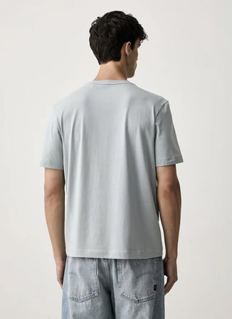 BOSS TChup Gri Erkek Bisiklet Yaka Logo Baskılı Relaxed Süprem T-Shirt