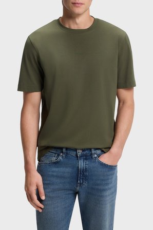 Boss Logolu Pamuklu Bisiklet Yaka T Shirt Erkek T SHİRT 50473278 325 HAKİ