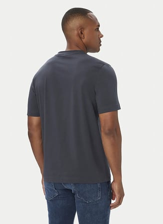 BOSS TChup Lacivert Erkek Bisiklet Yaka Logo Baskılı Relaxed Örme T-Shirt