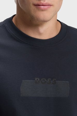 Boss Logolu % 100 Pamuk Regular Fit Bisiklet Yaka T Shirt Erkek T SHİRT 50566606 404 LACİVERT