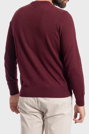 Boss Pamuk ve Kaşmir Karışımlı Regular Fit Bisiklet Yaka Kazak Erkek KAZAK 50527583 618 BORDO