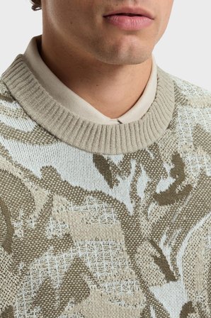 Boss Jakarlı Relaxed Fit Bisiklet Yaka Kazak Erkek KAZAK 50565117 271 BEJ