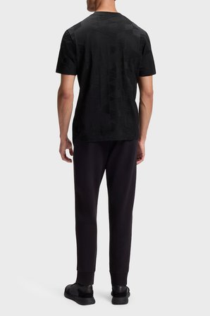 Boss Jakarlı % 100 Pamuk Bisiklet Yaka T Shirt Erkek T SHİRT 50563981 001 SİYAH