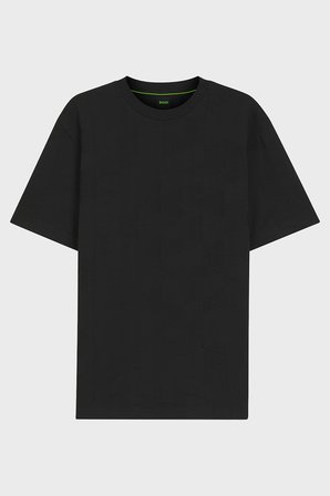Boss Jakarlı % 100 Pamuk Bisiklet Yaka T Shirt Erkek T SHİRT 50563981 001 SİYAH