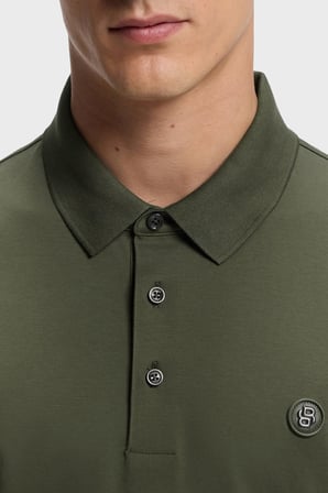 Boss Logolu %100 Pamuk Regular Fit Düğmeli Polo Erkek POLO 50555829 347 HAKİ
