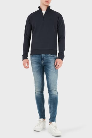 Boss Pamuklu Yarım Fermuarlı Dik Yaka Regular Fit Sweat Erkek SWEAT 50565306 402 LACİVERT