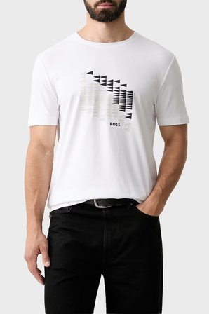 Boss Pamuklu Regular Fit Bisiklet Yaka T Shirt Erkek T SHİRT 50566853 100 BEYAZ