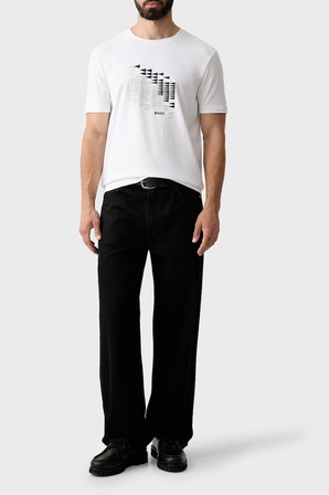 Boss Pamuklu Regular Fit Bisiklet Yaka T Shirt Erkek T SHİRT 50566853 100 BEYAZ