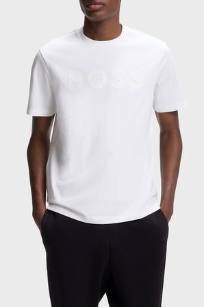 Boss Logolu Regular Fit Bisiklet Yaka T Shirt Erkek T SHİRT 50566883 100 BEYAZ