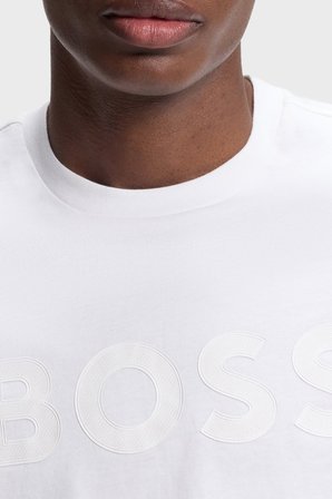 Boss Logolu Regular Fit Bisiklet Yaka T Shirt Erkek T SHİRT 50566883 100 BEYAZ