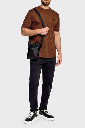 Boss Jakarlı Logolu Regular Fit Bisiklet Yaka T Shirt Erkek T SHİRT 50565175 214 KAHVE