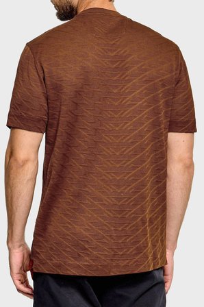 Boss Jakarlı Logolu Regular Fit Bisiklet Yaka T Shirt Erkek T SHİRT 50565175 214 KAHVE