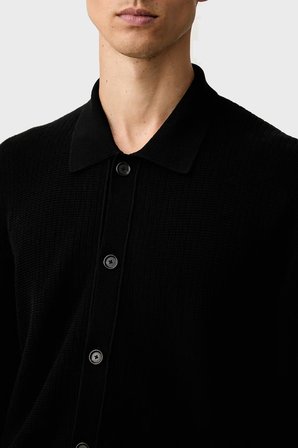 Boss Pamuk ve Yün Karışımlı Klasik Yaka Düğmeli Hırka Erkek HIRKA 50565524 001 SİYAH