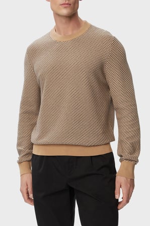 Boss Pamuklu Regular Fit Bisiklet Yaka Dokulu Kazak Erkek KAZAK 50565565 260 BEJ
