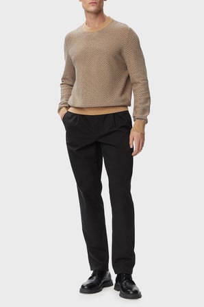 Boss Pamuklu Regular Fit Bisiklet Yaka Dokulu Kazak Erkek KAZAK 50565565 260 BEJ