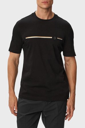 Boss Logolu % 100 Pamuk Bisiklet Yaka T Shirt Erkek T SHİRT 50565785 001 SİYAH