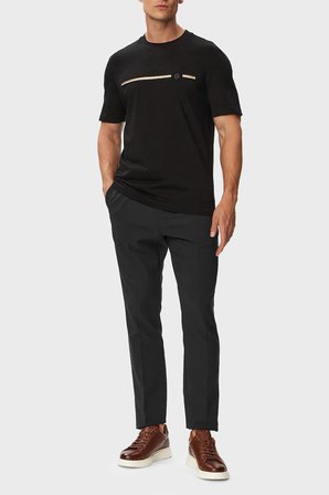 Boss Logolu % 100 Pamuk Bisiklet Yaka T Shirt Erkek T SHİRT 50565785 001 SİYAH