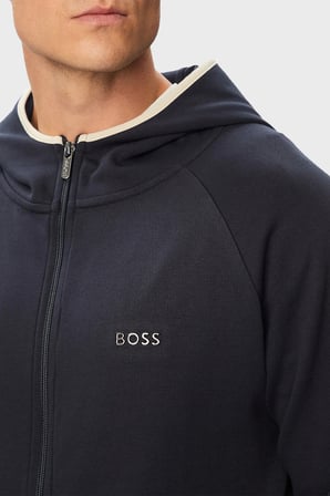 Boss Pamuklu Kapüşonlu Yaka Fermuarlı Sweat Erkek SWEAT 50566916 403 LACİVERT