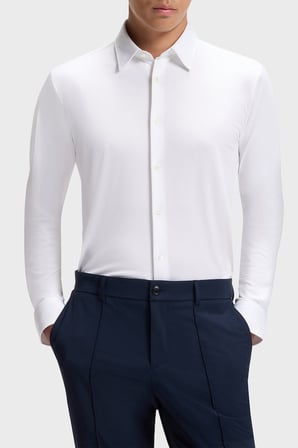 Boss Logolu Slim Fit Uzun Kollu Gömlek Erkek GÖMLEK 50567146 100 BEYAZ
