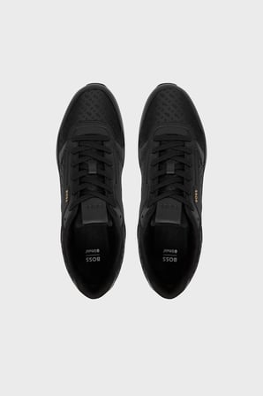 Boss Logolu Deri Sneaker Ayakkabı Erkek AYAKKABI 50568574 007 SİYAH
