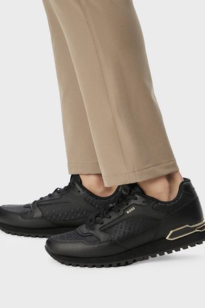 Boss Logolu Deri Sneaker Ayakkabı Erkek AYAKKABI 50568574 007 SİYAH