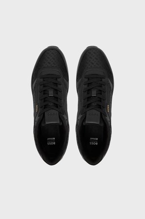 Boss Logolu Deri Sneaker Ayakkabı Erkek AYAKKABI 50568574 007 SİYAH