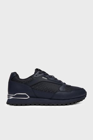 Boss Logolu Deri Sneaker Ayakkabı Erkek AYAKKABI 50568574 404 LACİVERT