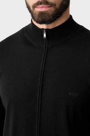 Boss Regular Fit Dik Yaka Yün Hırka Erkek HIRKA 50571915 001 SİYAH
