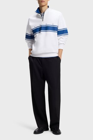 Hugo Pamuklu Relaxed Fit Yarım Fermuarlı Dik Yaka Sweat Erkek SWEAT 50563798 100 BEYAZ