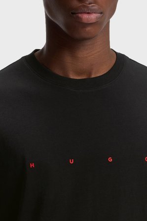 Hugo Logolu % 100 Pamuk Bisiklet Yaka T Shirt Erkek T SHİRT 50566086 001 SİYAH