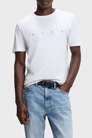 Hugo Logolu % 100 Pamuk Bisiklet Yaka T Shirt Erkek T SHİRT 50566086 100 BEYAZ