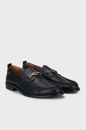 Hugo Metalik Logo Detaylı Deri Loafer Ayakkabı Erkek AYAKKABI 50568879 001 SİYAH