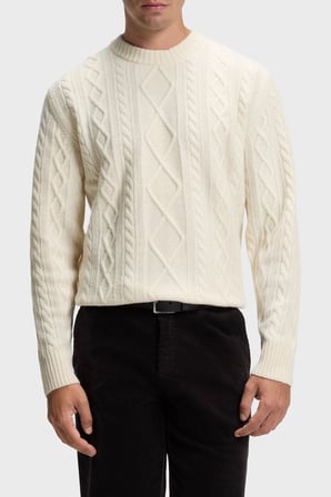 Boss Örgülü Yünlü Regular Fit Bisiklet Yaka Kazak Erkek KAZAK 50571421 131 BEJ
