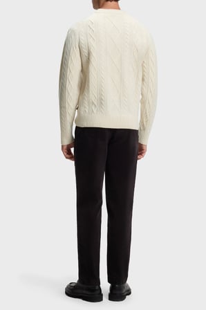 Boss Örgülü Yünlü Regular Fit Bisiklet Yaka Kazak Erkek KAZAK 50571421 131 BEJ