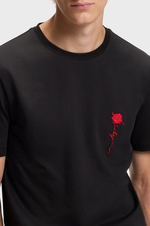 Hugo % 100 Pamuk Regular Fit Bisiklet Yaka T Shirt Erkek T SHİRT 50574447 001 SİYAH