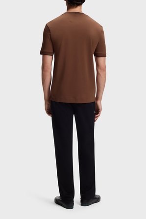 Boss % 100 Pamuk Regular Fit Bisiklet Yaka T Shirt Erkek T SHİRT 50575011 214 KAHVE