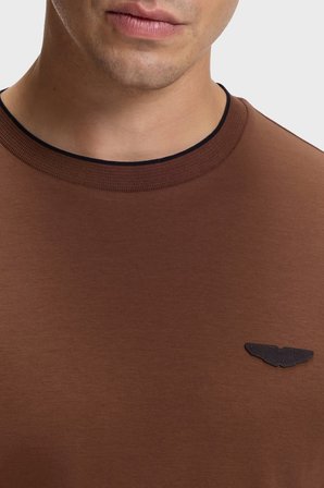 Boss % 100 Pamuk Regular Fit Bisiklet Yaka T Shirt Erkek T SHİRT 50575011 214 KAHVE