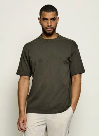 BOSS Te_Dye Haki Erkek Bisiklet Yaka Relaxed T-Shirt