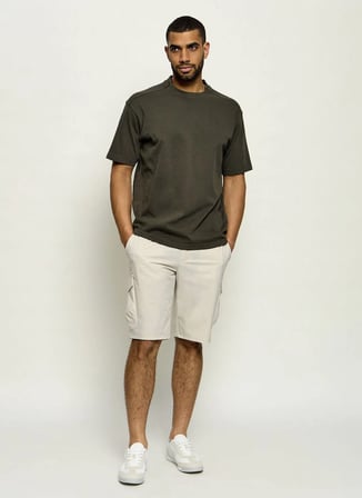 BOSS Te_Dye Haki Erkek Bisiklet Yaka Relaxed T-Shirt