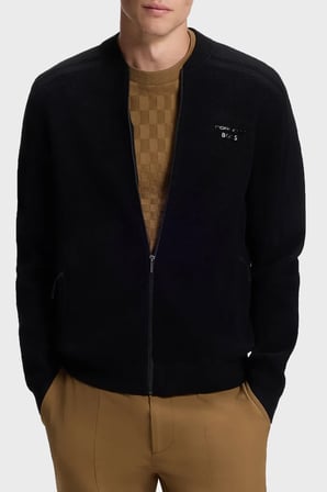 Boss Pamuklu Regular Fit Kolej Yaka Fermuarlı Hırka Erkek HIRKA 50568983 001 SİYAH
